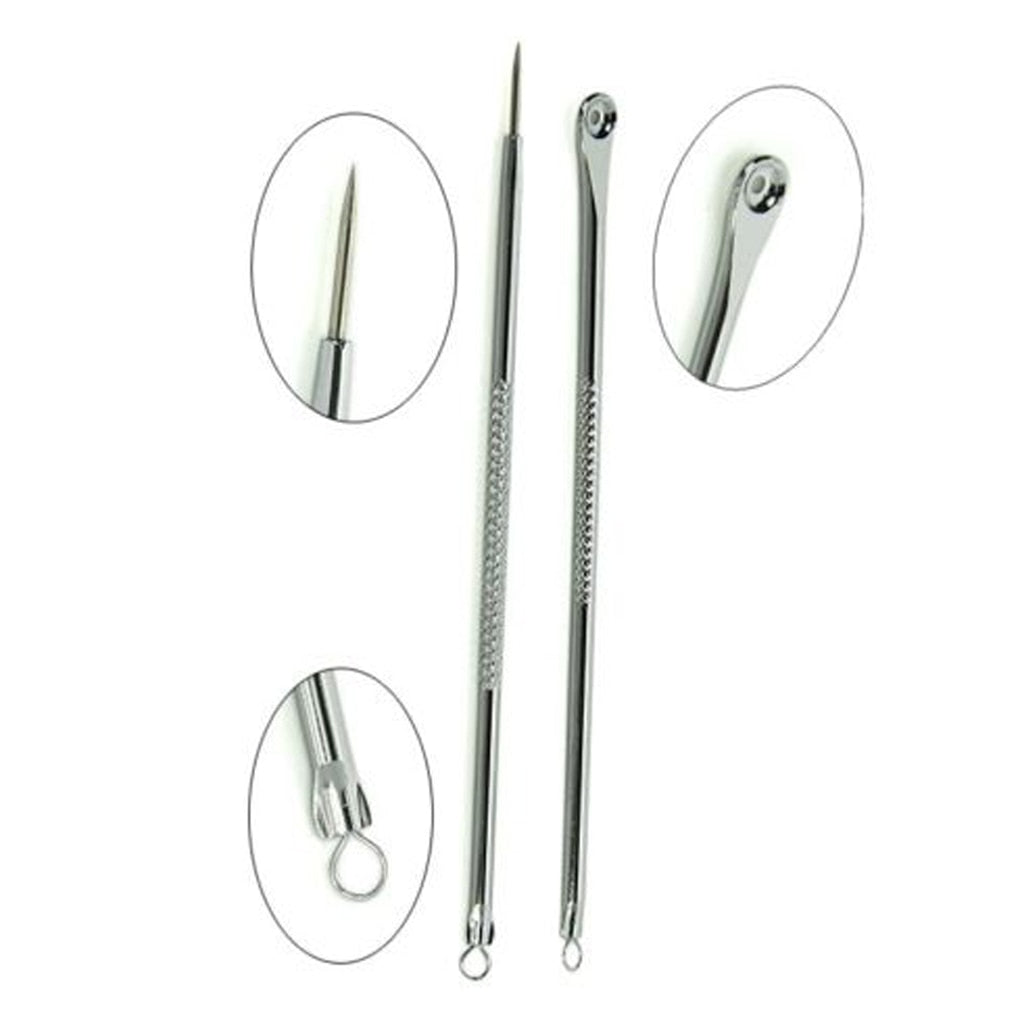 Useful Stainless steel Straight Bend Curved Blackhead Acne Clip Tweezer Pimple Comedone Remover Kit Face Cleaner