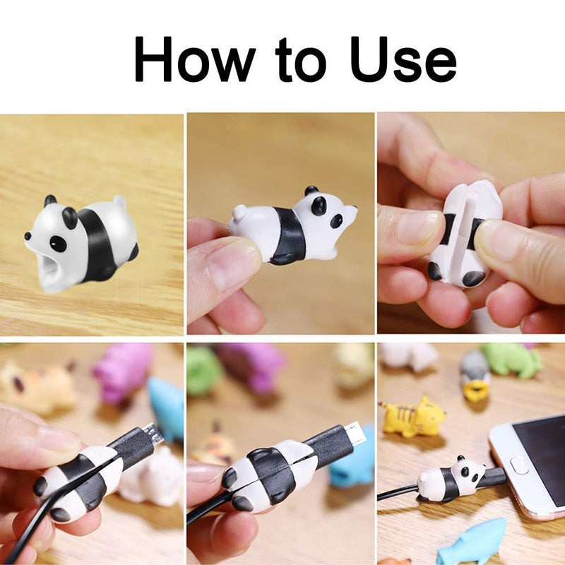 1Pcs Cute Cable Bite Animals Protector For Android Iphone Charging Cord Cable Buddies Cartoon Cable Biter Phone Holder Accessory