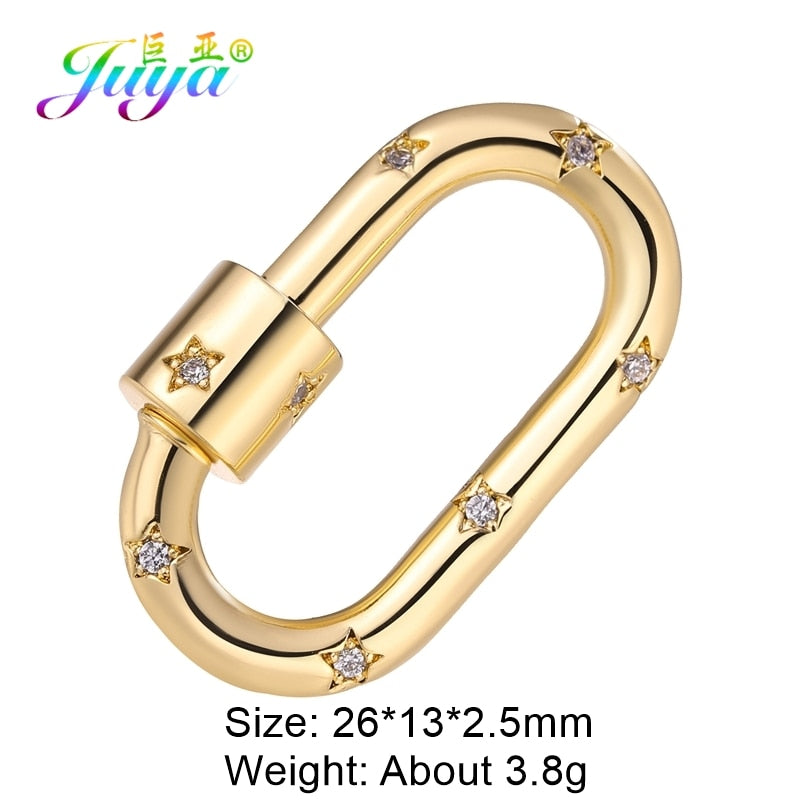 Juya DIY Pendant Carabiner Screw Lock Clasps Supplies For Handmade Women Men Punk Charms Mesh Chains Jewelry Making Accessories