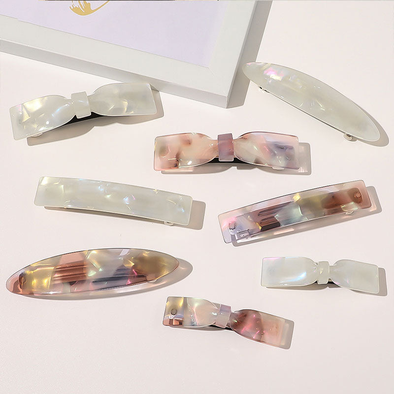 Fashion Semicircle Thin Long Hair Claws Acetate Hairpins Women Marble Print Geometric Hair Clips Barrettes Girl Hair Accessories