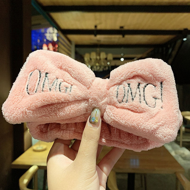 New Letter &quot;OMG&quot; Coral Fleece Soft Bow Headbands for women Girls Cute Hair Holder Hairbands Hair Bands Headwear Hair Accessories