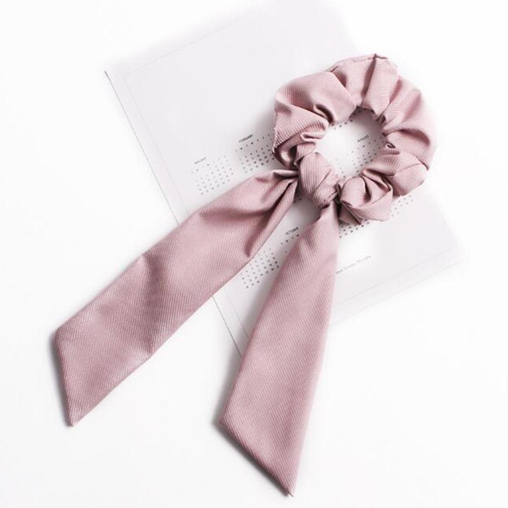 1Pc Solid Color Bow Satin Ribbon Ponytail Scarf Hair Tie Scrunchies Women Girls Elastic Hair Bands Rubber Bands Hair Accessories