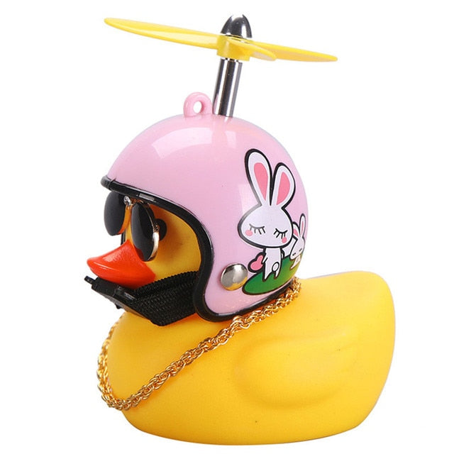 Car Cute Little Yellow Duck With Helmet Propeller Wind-breaking Duck Auto Internal Decoration Car Ornaments Accessories Kids Toy