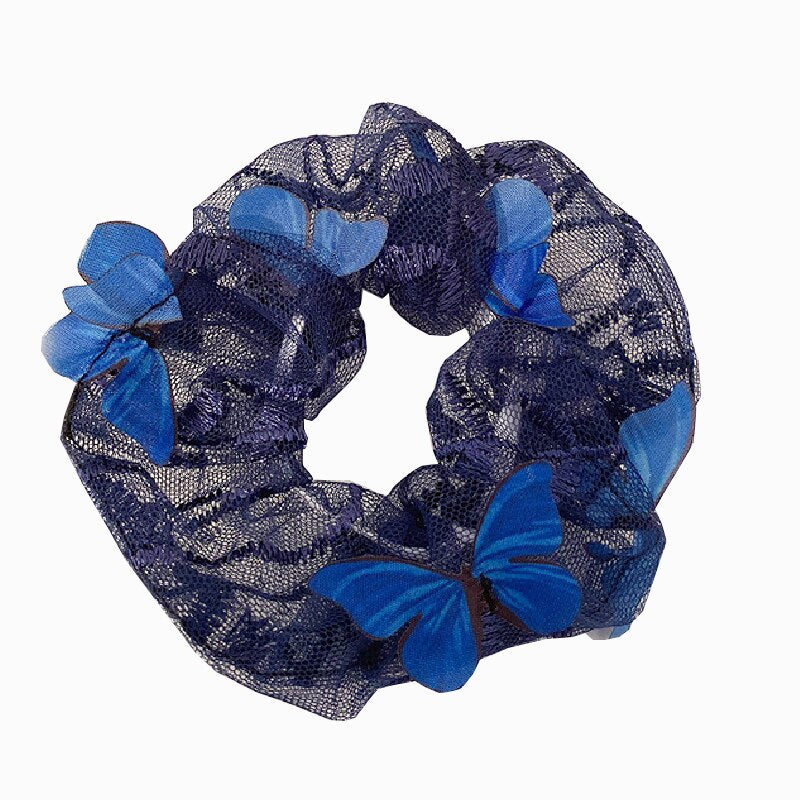 1PC Transparent Butterfly Tulle Elastic Hair Bands Women Sweet Mesh Chiffon Scrunchie Hair Tie Rope Hair Accessories Rubber Band