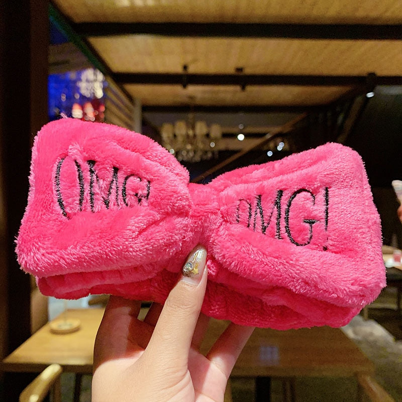 New Letter &quot;OMG&quot; Coral Fleece Soft Bow Headbands for women Girls Cute Hair Holder Hairbands Hair Bands Headwear Hair Accessories