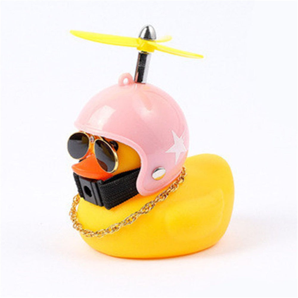 Car Cute Little Yellow Duck With Helmet Propeller Wind-breaking Duck Auto Internal Decoration Car Ornaments Accessories Kids Toy