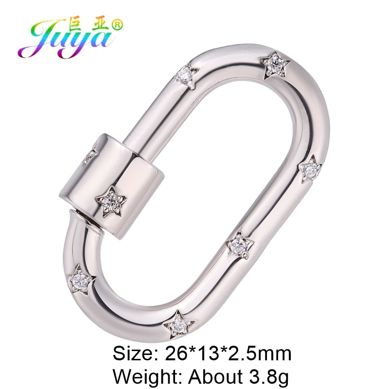 Juya DIY Pendant Carabiner Screw Lock Clasps Supplies For Handmade Women Men Punk Charms Mesh Chains Jewelry Making Accessories