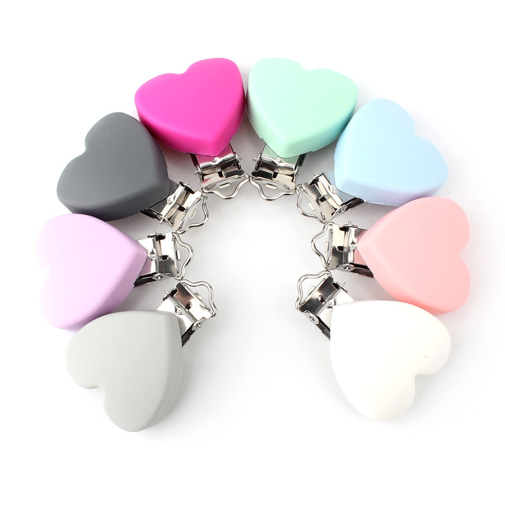 Keep&amp;Grow 2pcs Baby Silicone Teether Clips Pacifier Holder Chains Shape Heart Baby Teething Accessories Products Oral Care Toys