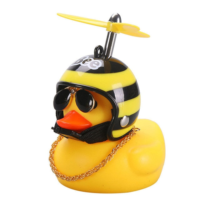 Car Cute Little Yellow Duck With Helmet Propeller Wind-breaking Duck Auto Internal Decoration Car Ornaments Accessories Kids Toy