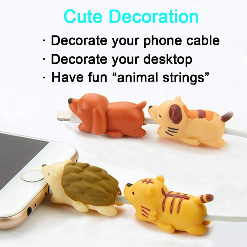 1Pcs Cute Cable Bite Animals Protector For Android Iphone Charging Cord Cable Buddies Cartoon Cable Biter Phone Holder Accessory