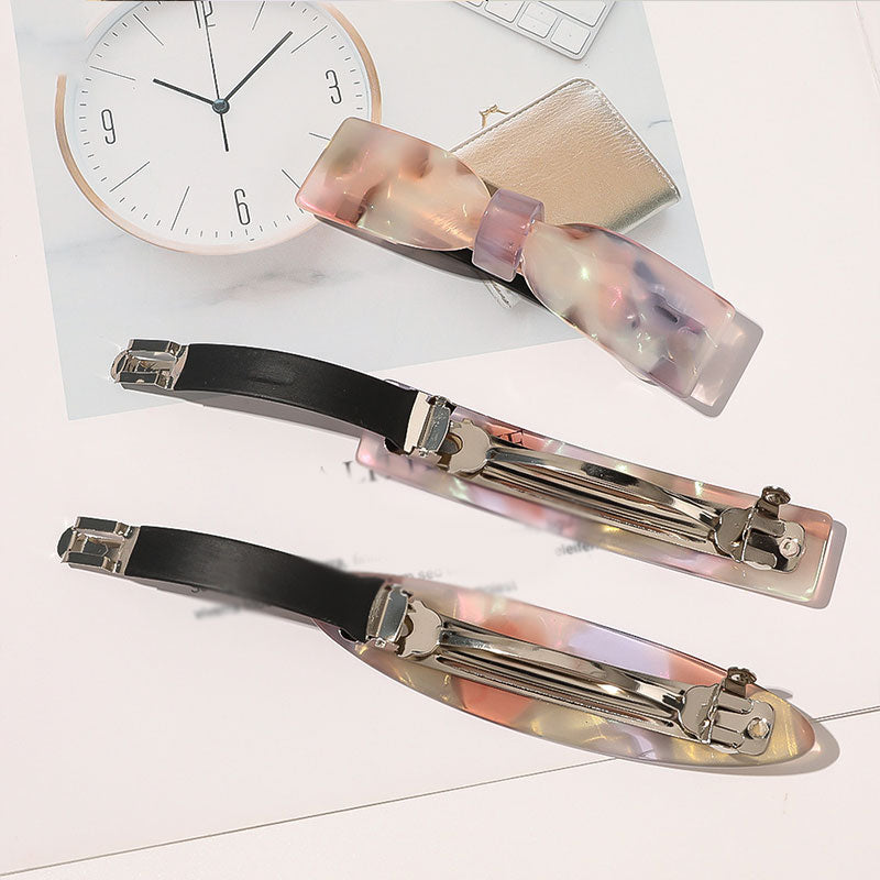 Fashion Semicircle Thin Long Hair Claws Acetate Hairpins Women Marble Print Geometric Hair Clips Barrettes Girl Hair Accessories