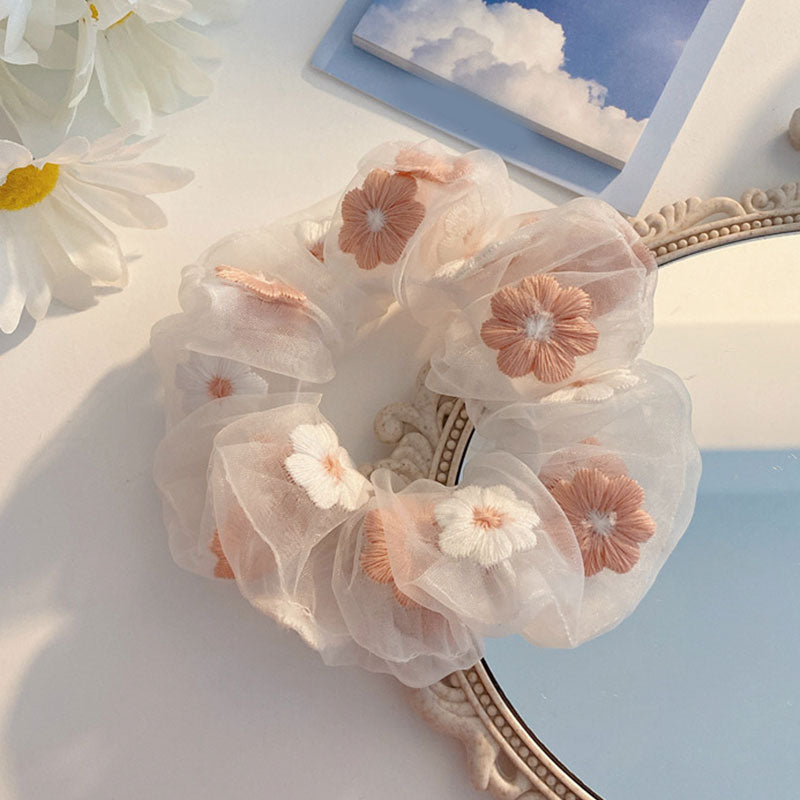 1PC Transparent Butterfly Tulle Elastic Hair Bands Women Sweet Mesh Chiffon Scrunchie Hair Tie Rope Hair Accessories Rubber Band