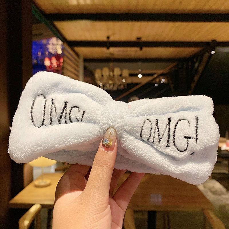 New Letter &quot;OMG&quot; Coral Fleece Soft Bow Headbands for women Girls Cute Hair Holder Hairbands Hair Bands Headwear Hair Accessories