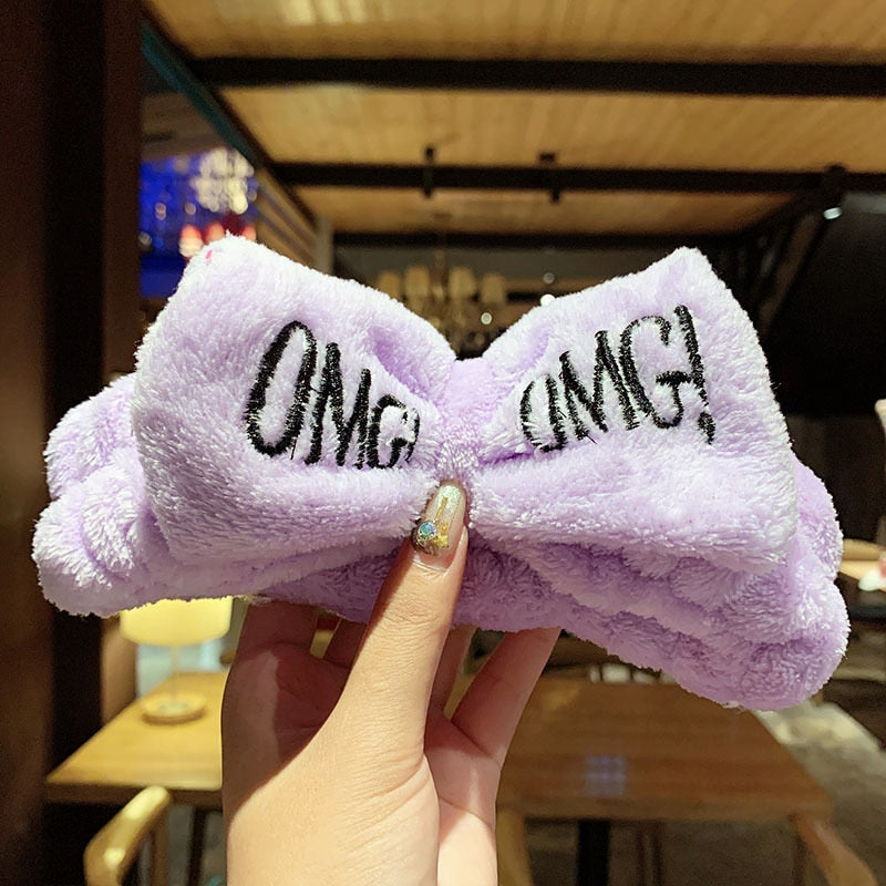 New Letter &quot;OMG&quot; Coral Fleece Soft Bow Headbands for women Girls Cute Hair Holder Hairbands Hair Bands Headwear Hair Accessories