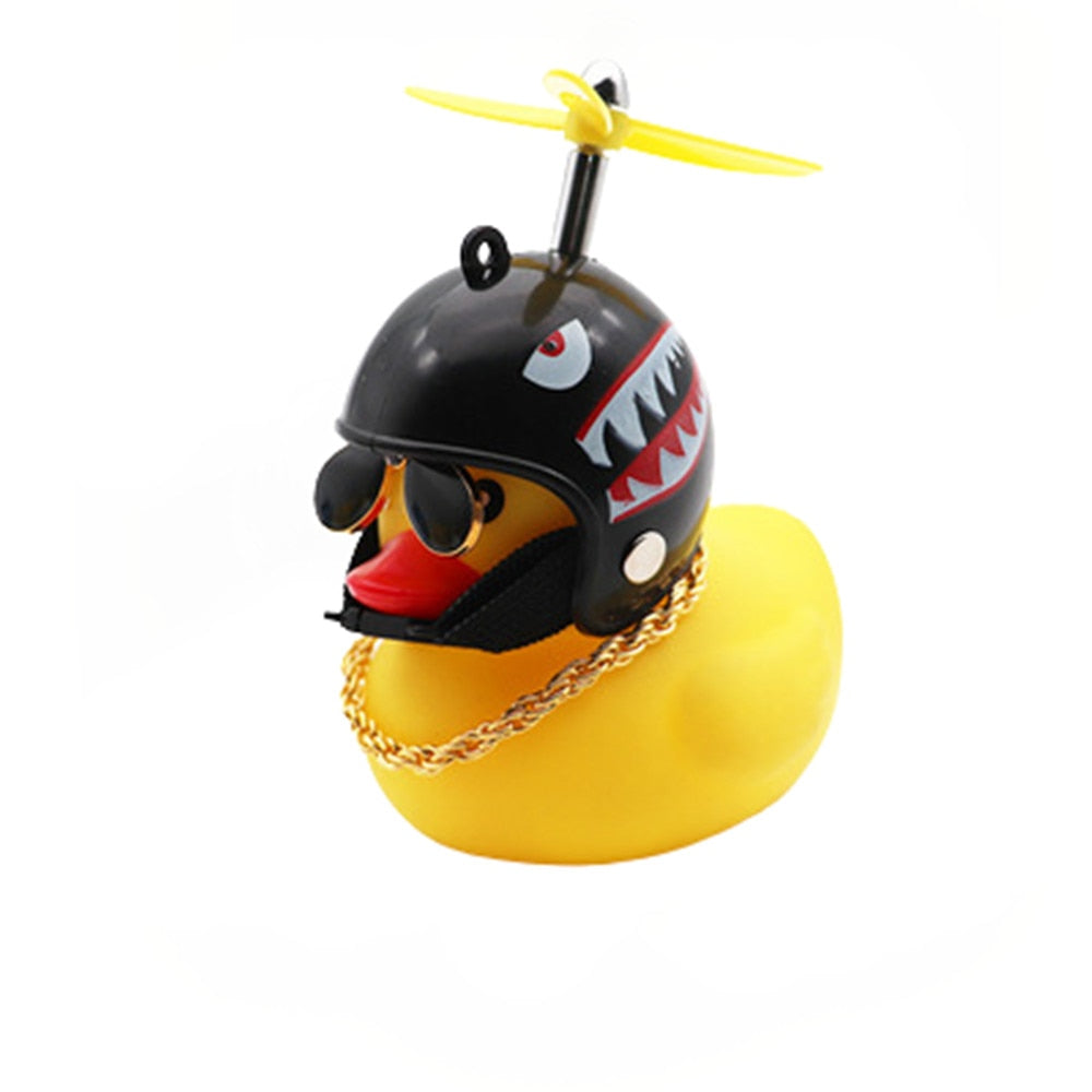 Car Cute Little Yellow Duck With Helmet Propeller Wind-breaking Duck Auto Internal Decoration Car Ornaments Accessories Kids Toy