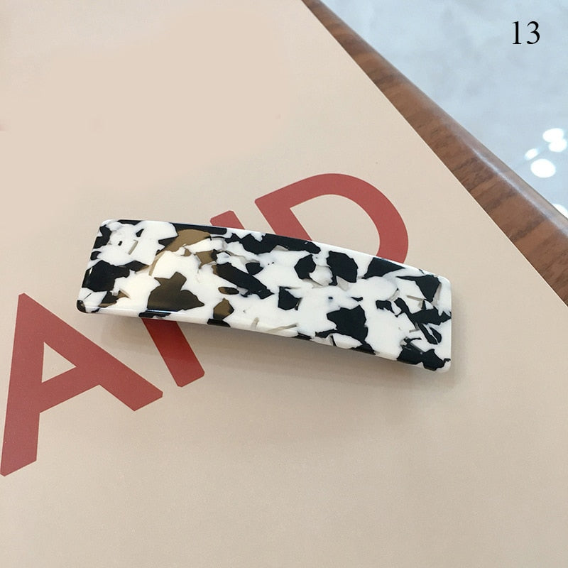 1PC Vintage Hair Clips for Women Leopard Marble Geometric Hairpins Retangle Acetate Barrettes Hairpins Girls Hair accessories