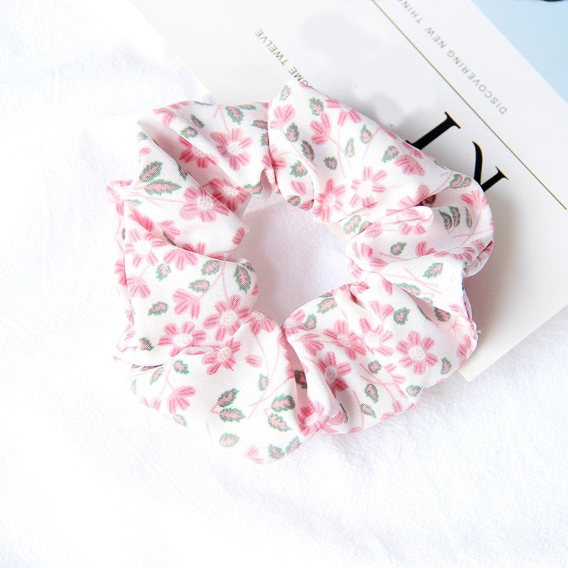 Mesh Embroidery Small Flowers Hair Ring Scrunchie Women Sweet Rubber Band Flowers Hair Bands Hair Accessories Ponytail Holder