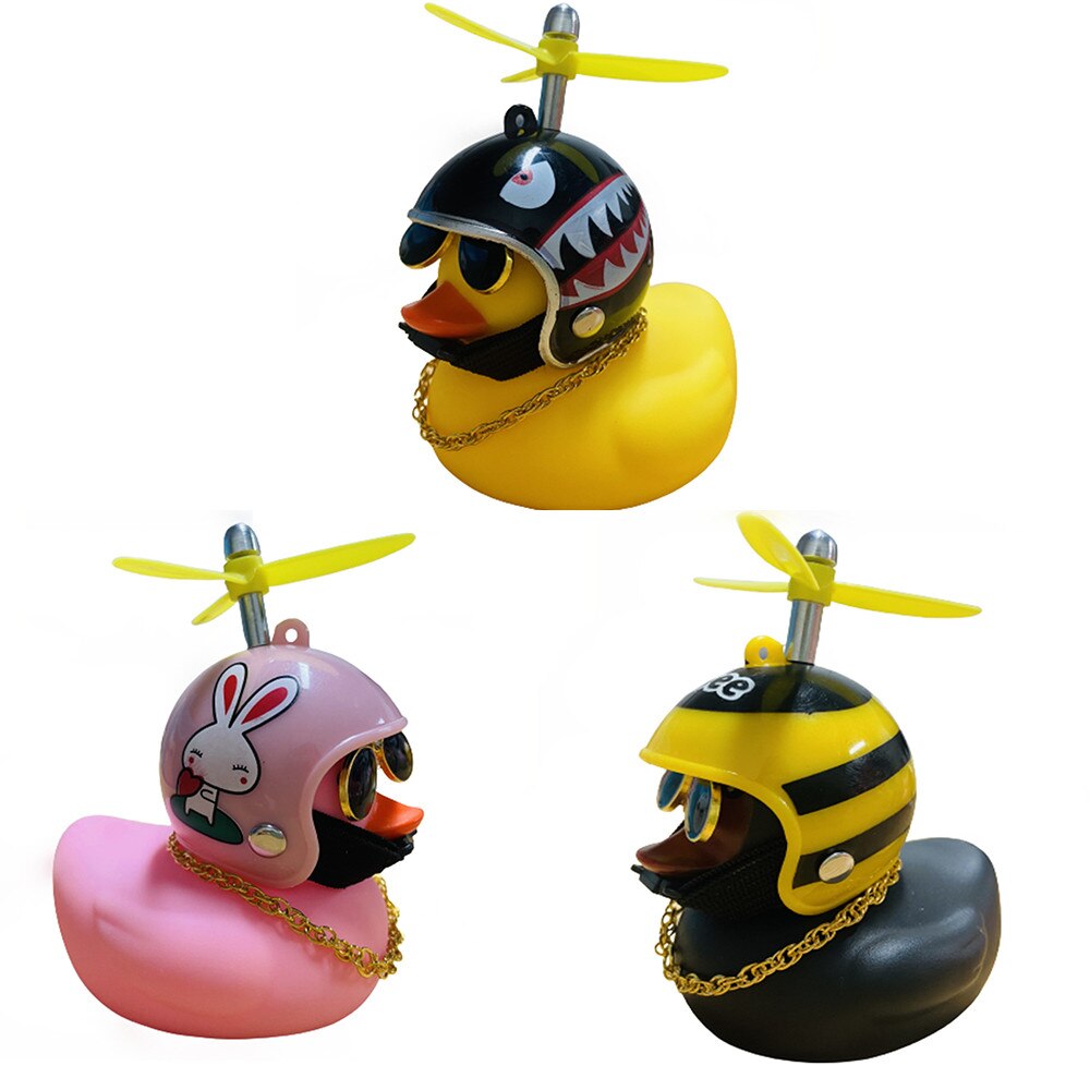 Car Cute Little Yellow Duck With Helmet Propeller Wind-breaking Duck Auto Internal Decoration Car Ornaments Accessories Kids Toy