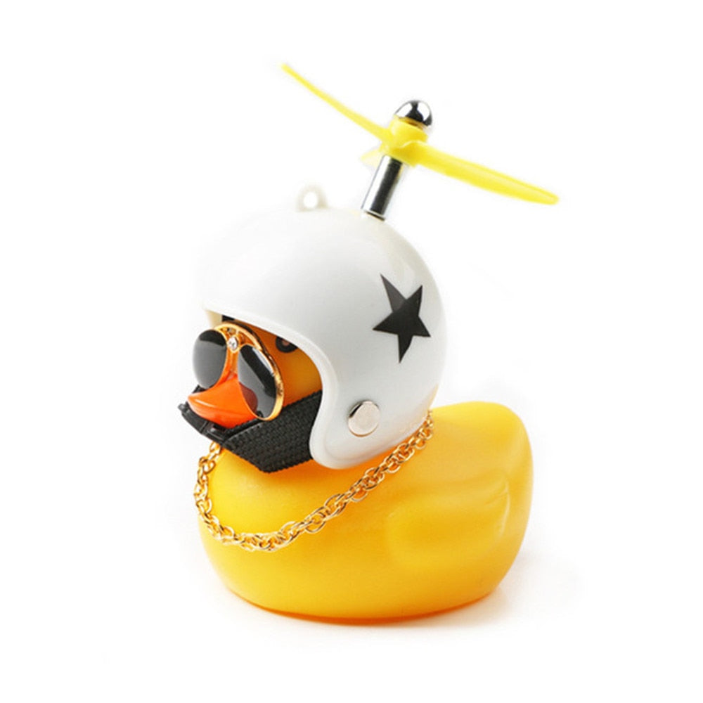 Car Cute Little Yellow Duck With Helmet Propeller Wind-breaking Duck Auto Internal Decoration Car Ornaments Accessories Kids Toy