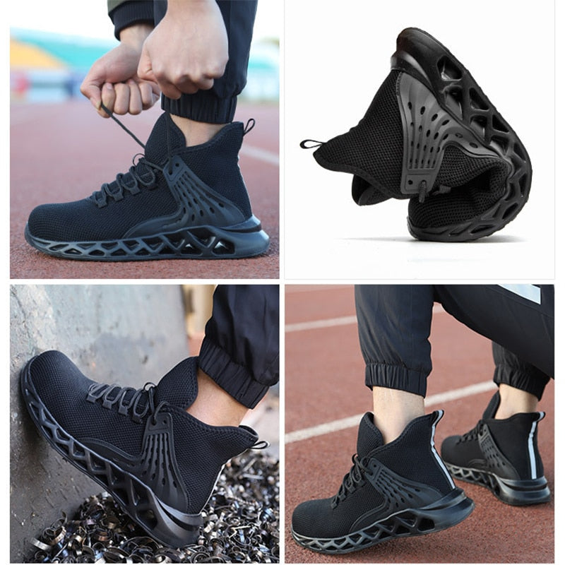 Work Shoes 2020 Men&#39;s Outdoor Mesh light Breathable Safety Sneakers Boots Steel Toe Anti Smashing Safety Shoes Plus size 38-48