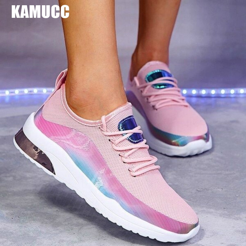 New Sneakers Women Casual Shoes Mesh Air-Cushion Flat Anti-Slip Women Sneakers Outdoor Jogging Trainer Female Vulcanized Shoes