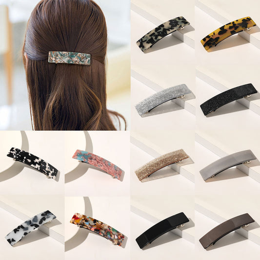 1PC Vintage Hair Clips for Women Leopard Marble Geometric Hairpins Retangle Acetate Barrettes Hairpins Girls Hair accessories