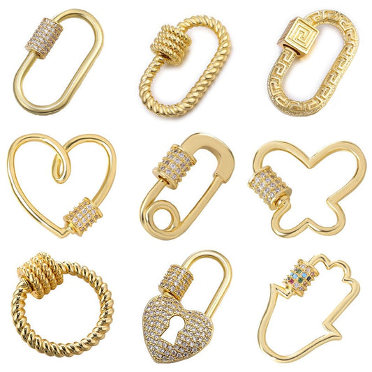 Juya DIY Pendant Carabiner Screw Lock Clasps Supplies For Handmade Women Men Punk Charms Mesh Chains Jewelry Making Accessories