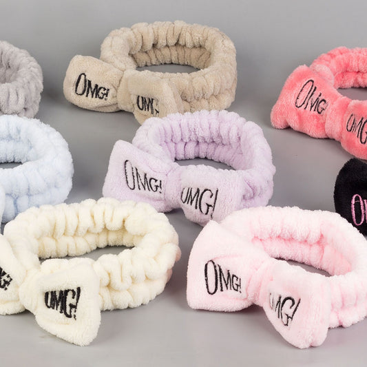 New Letter &quot;OMG&quot; Coral Fleece Soft Bow Headbands for women Girls Cute Hair Holder Hairbands Hair Bands Headwear Hair Accessories